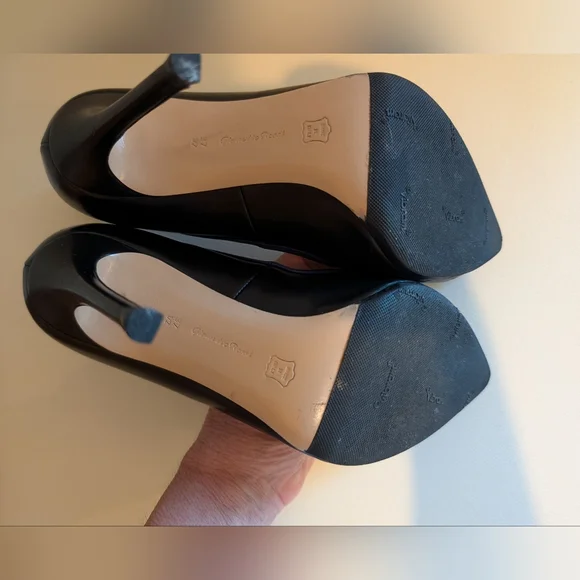 Gianvito Rossi TUXEDO Black Leather And Blue Satin Pointed Toe Pumps Size 37.5 - Picture 9 of 13